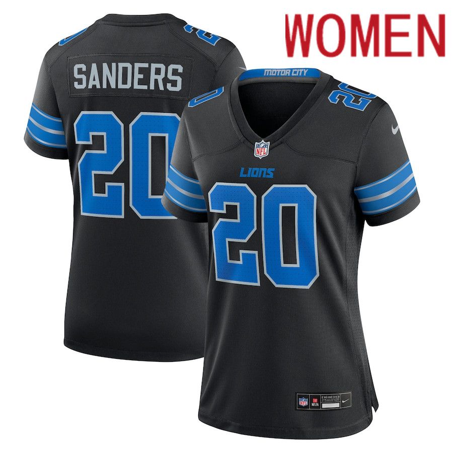 Women Detroit Lions 20 Barry Sanders Nike Black 2nd Alternate Retired Player Game NFL Jersey